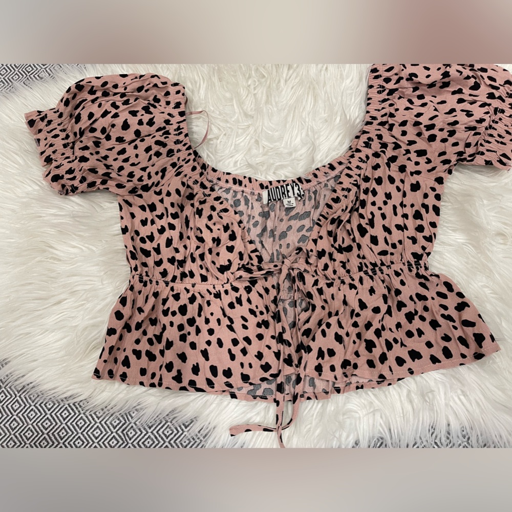 AUDREY3-1 pink & blak blouse 👚